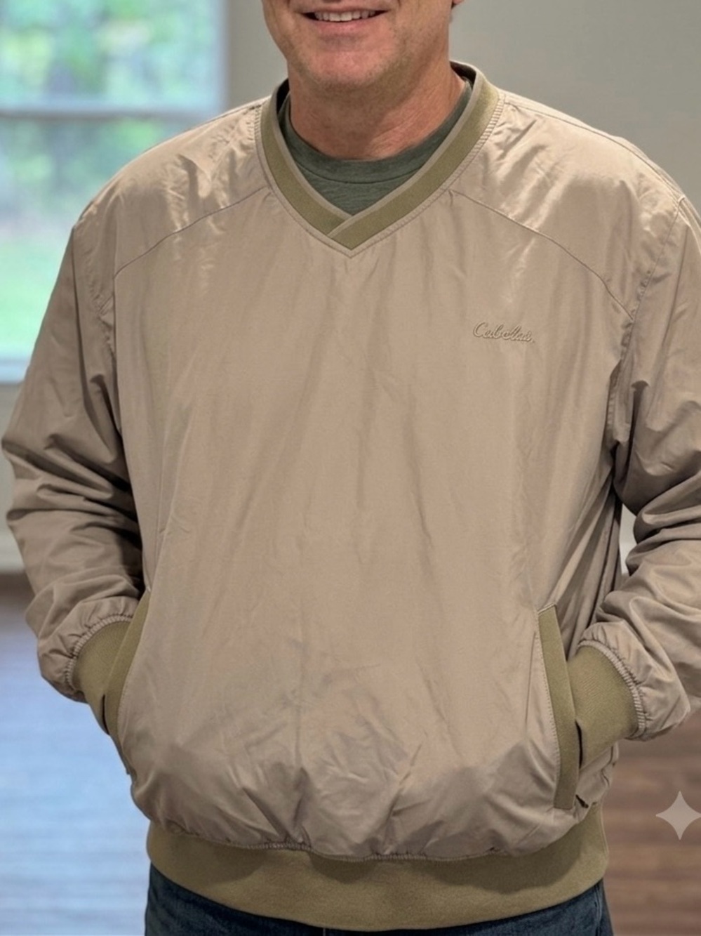 Men’s Cabela’s Polyester Fully Lined V-Neck Wind Rain Pullover •Size L